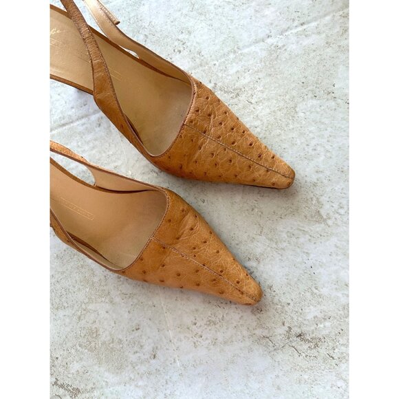 Giuseppe Zanotti Vicini Women's Sz 36.5 Heels Ostrich Leather Slingback Stiletto - Picture 3 of 12